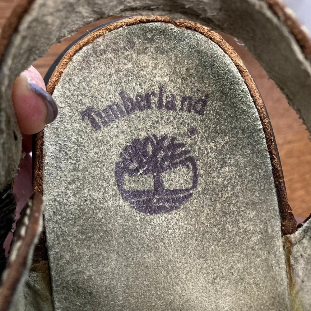Timberland Brown Leather Adjustable Buckle Heel Strap Sandals Mens 10 4826